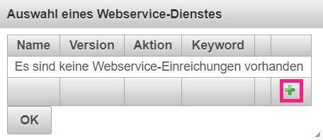 Webservice Einreichung Hinzufügen