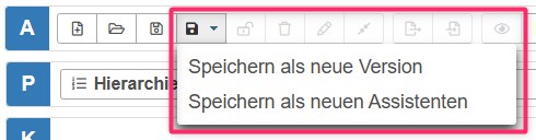 Schaltfläche speichern in der Hauptwerkzeugleiste