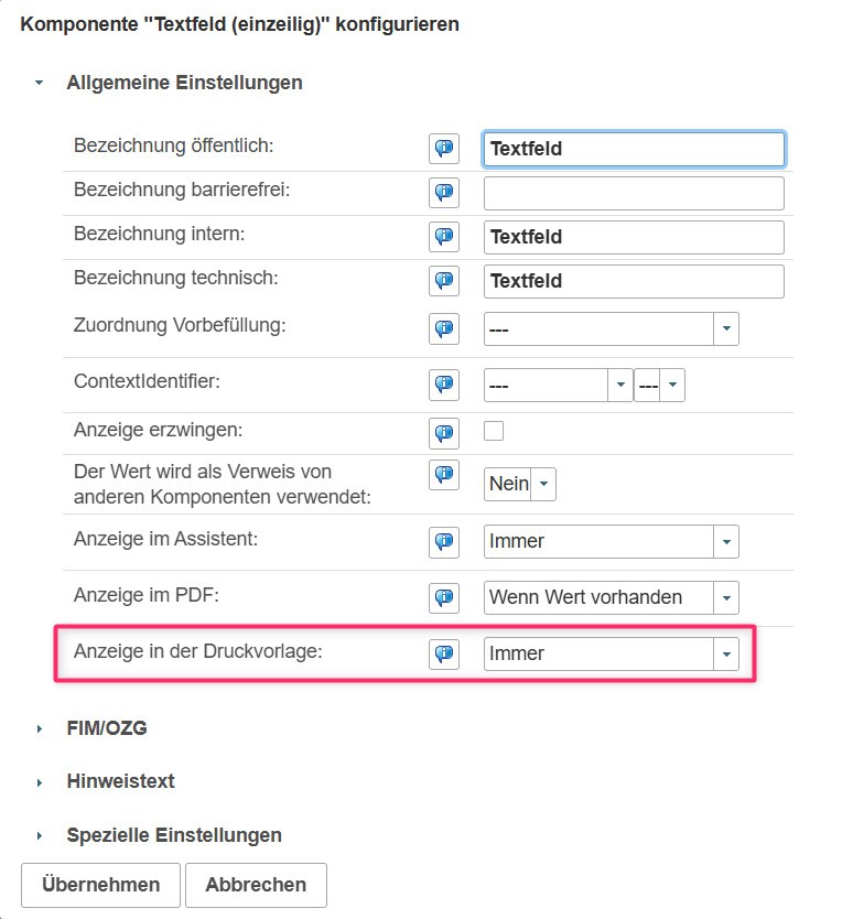 Einstellungsdialog