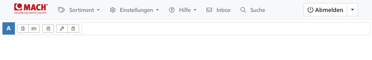 Startseite mit Hauptwerkzeugleiste