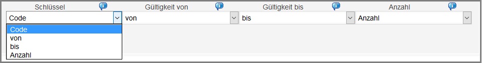 Spaltenübersicht des Listentyps Spezial