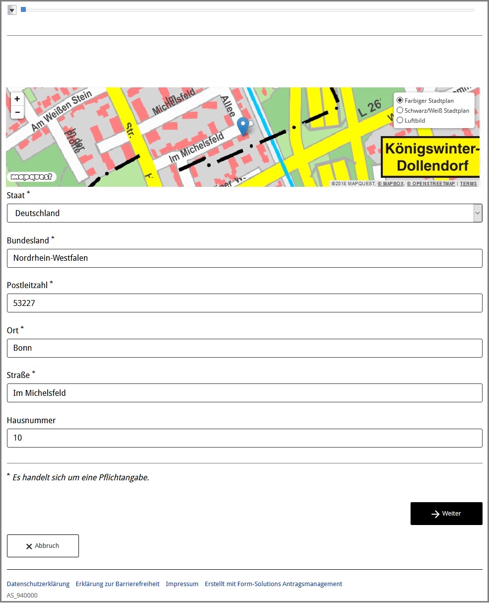 Beispielbild Geo-Komponente mit mehreren hinterlegten WMS-Layers
