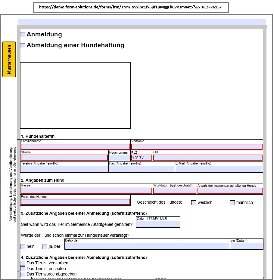 Ansicht der Vorbefüllung im PDF-Formular